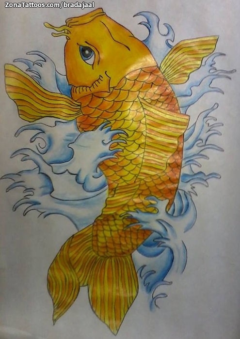 Tattoo flash photo Koi, Fish, Water