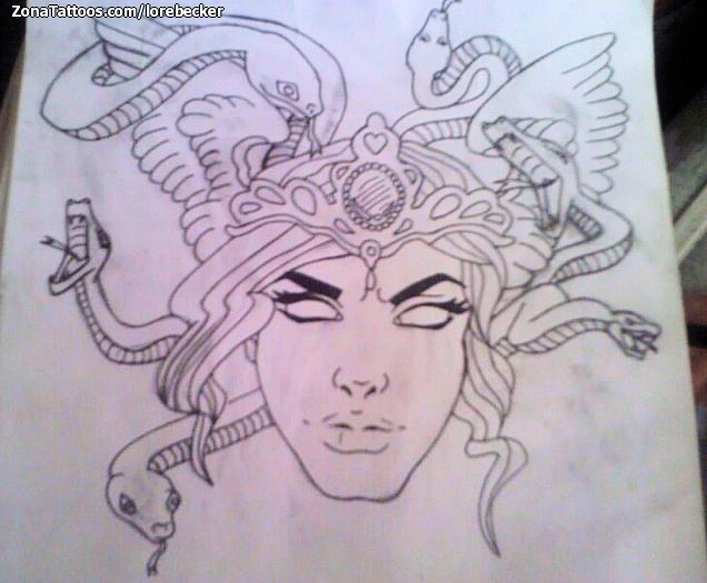 Tattoo flash photo Medusa, Mythology