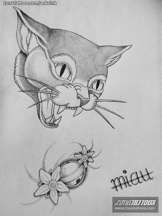 Tattoo flash photo Cats, Animals