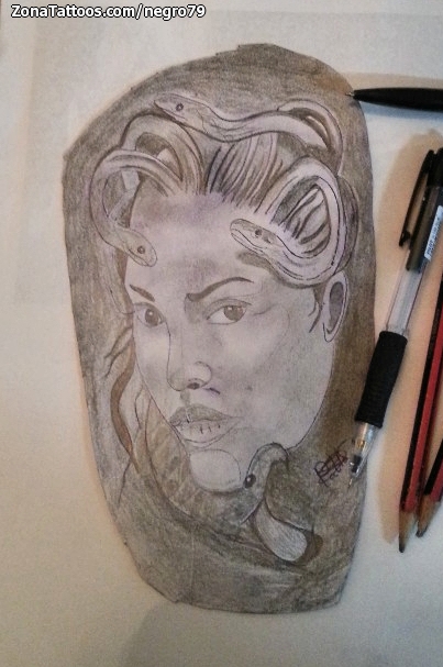 Tattoo flash photo Medusa, Mythology