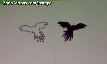 Tattoo flash photo Birds, Silhouettes, Animals