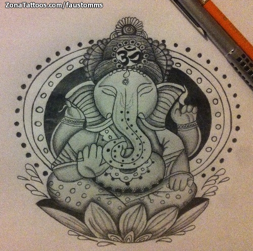 Tattoo flash photo Ganesha, Gods, Religious