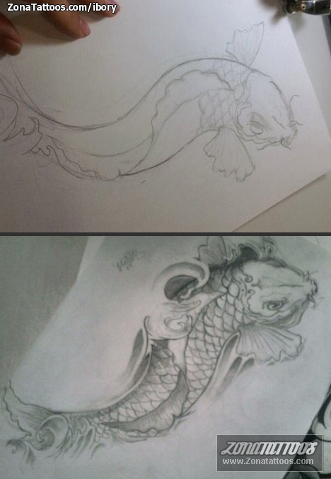 Tattoo flash photo Koi, Fish, Animals