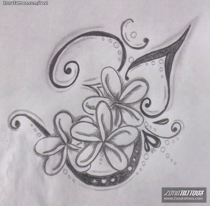 Tattoo flash photo Flowers, Om