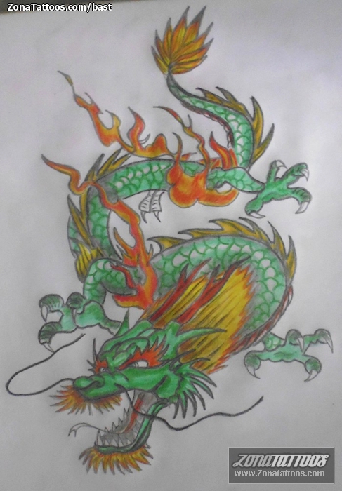 Tattoo flash photo Dragons, Asian