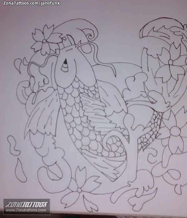 Tattoo flash photo Koi, Fish, Asian