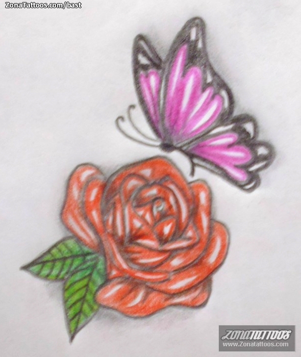 Foto de diseño Mariposas, Rosas, Flores