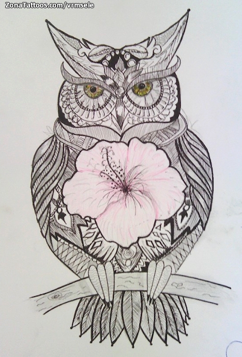 Tattoo flash photo Owls, Birds, Animals