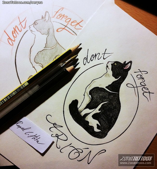 Tattoo flash photo Cats, Animals, Letters