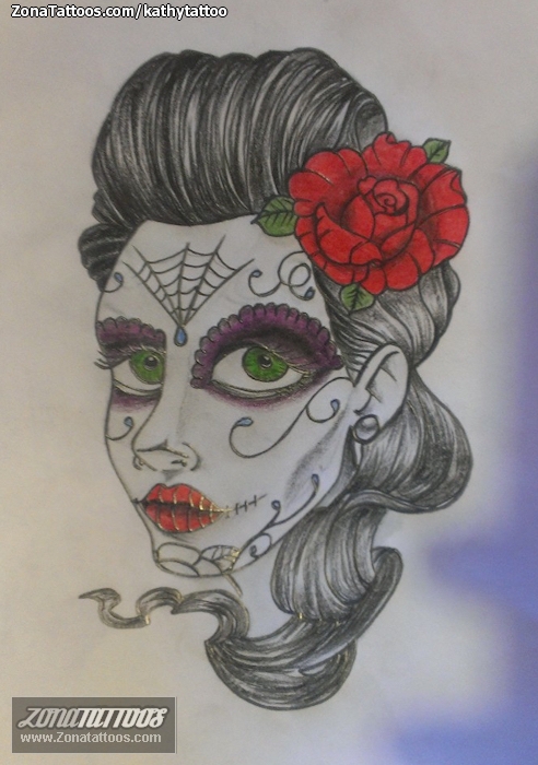 Tattoo flash photo Catrina, Flowers