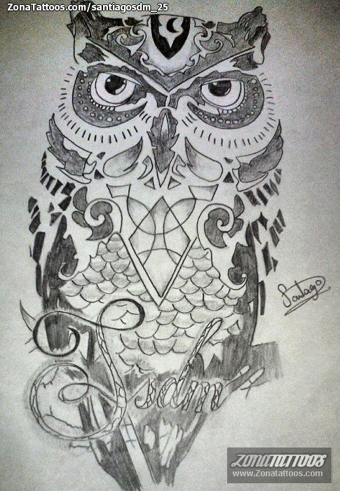 Tattoo flash photo Birds, Owls, Animals