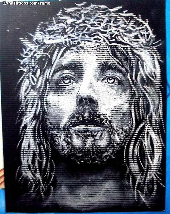 Tattoo flash photo Christ, Religious