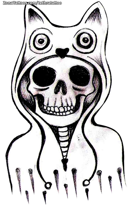 Tattoo flash photo Halloween, Skeletons