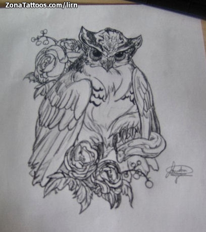 Tattoo flash photo Owls, Birds, Animals