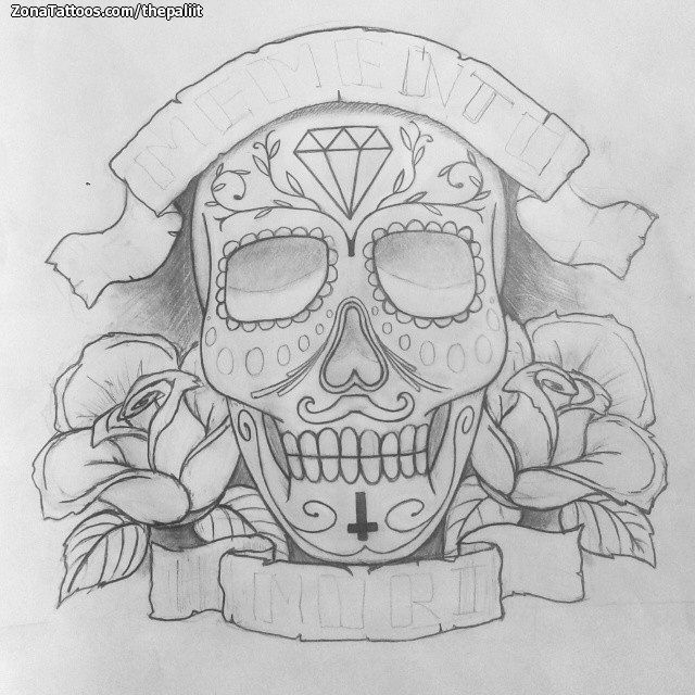 Tattoo flash photo Sugar Skull