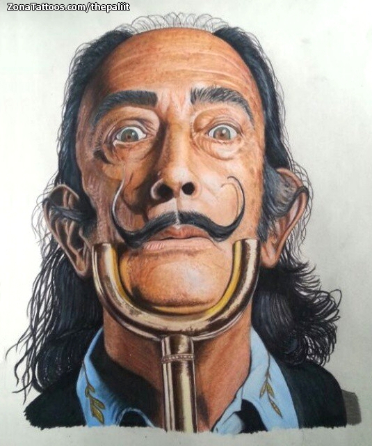 Tattoo flash photo Dalí, Faces, Portraits