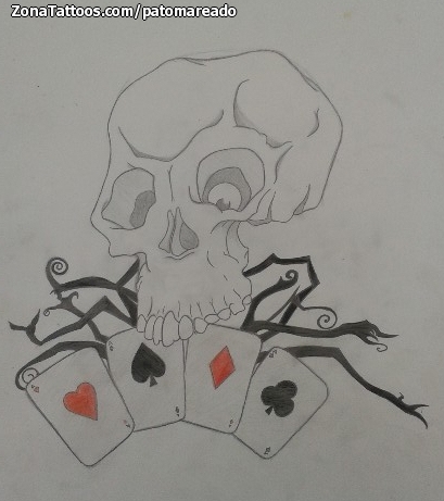Tattoo flash photo Skulls, Cards, Gothic
