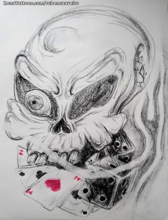 Tattoo flash photo Skulls, Poker, Dice