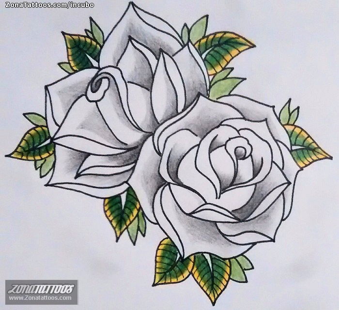 Tattoo flash photo Roses, Flowers