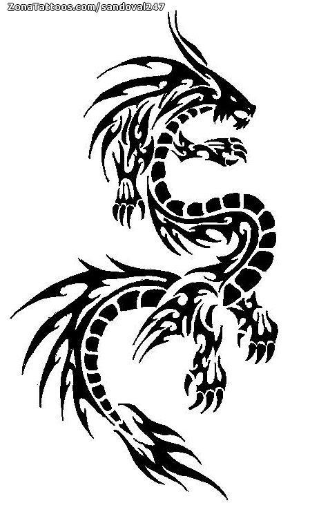 Tattoo flash photo Dragons, Tribal