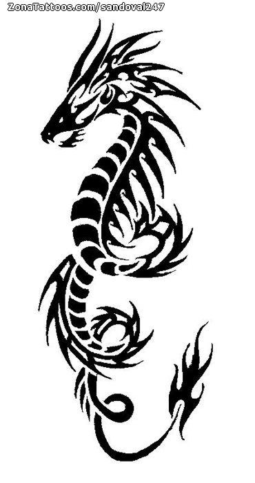 Tattoo flash photo Dragons, Tribal