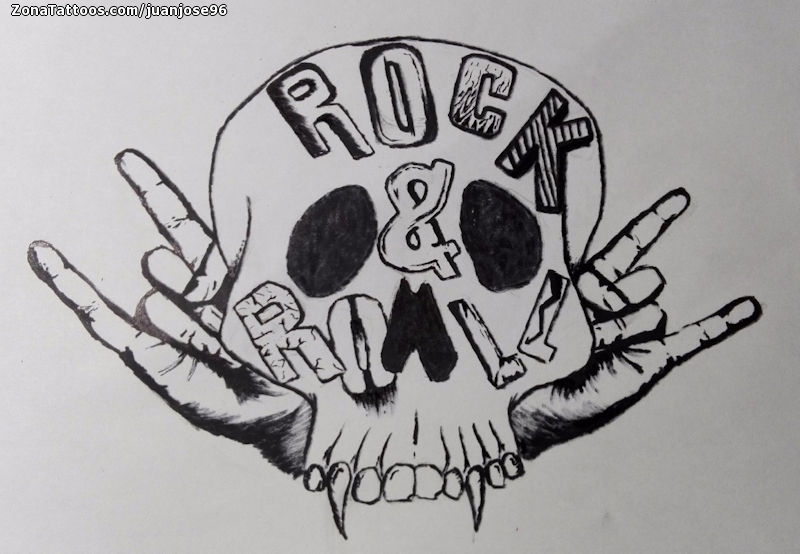 Tattoo flash photo Skulls, Hands