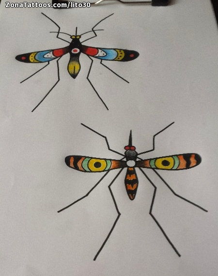 Tattoo flash photo Mosquitos, Insects