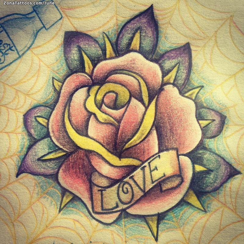 Tattoo flash photo Roses, Flowers, Cobwebs