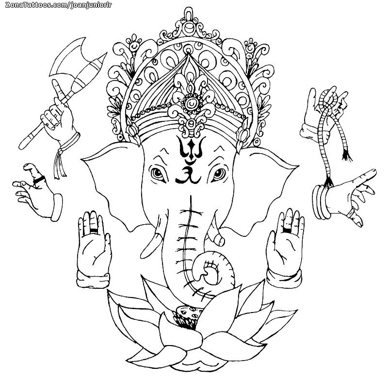 Tattoo flash photo Ganesha, Gods, Religious