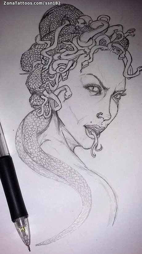 Tattoo flash photo Medusa, Mythology