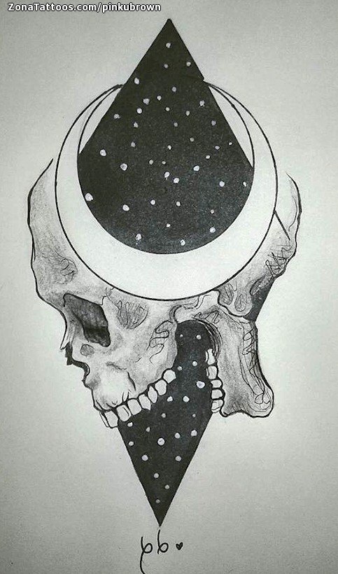 Tattoo flash photo Skulls, Moons, Gothic