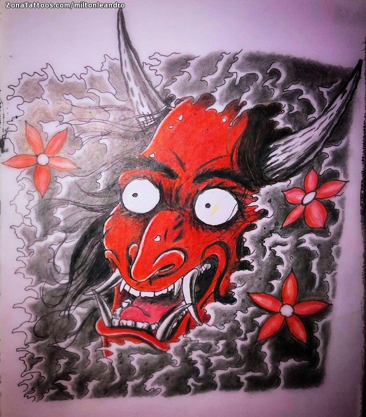 Tattoo flash photo Demons, Asian