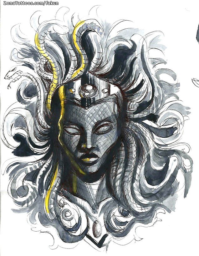 Tattoo flash photo Medusa, Mythology