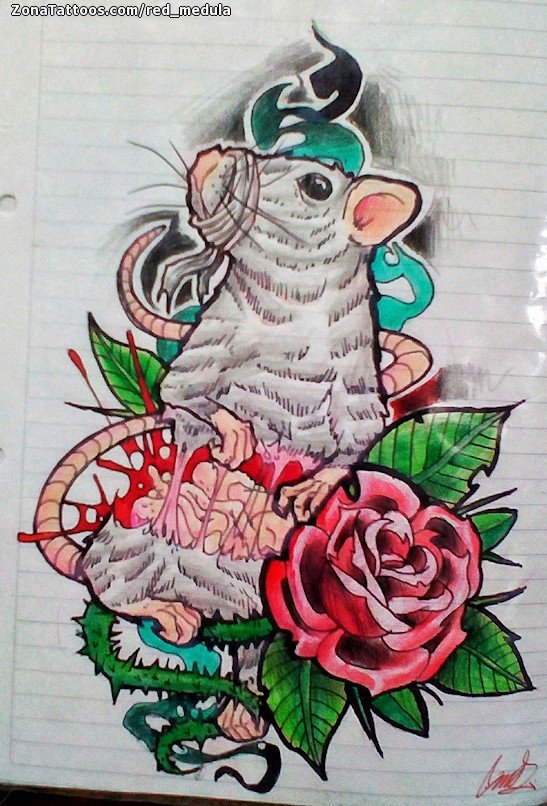 Tattoo flash photo Rats, Gore, Animals