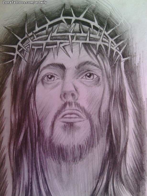 Tattoo flash photo Christ, Religious