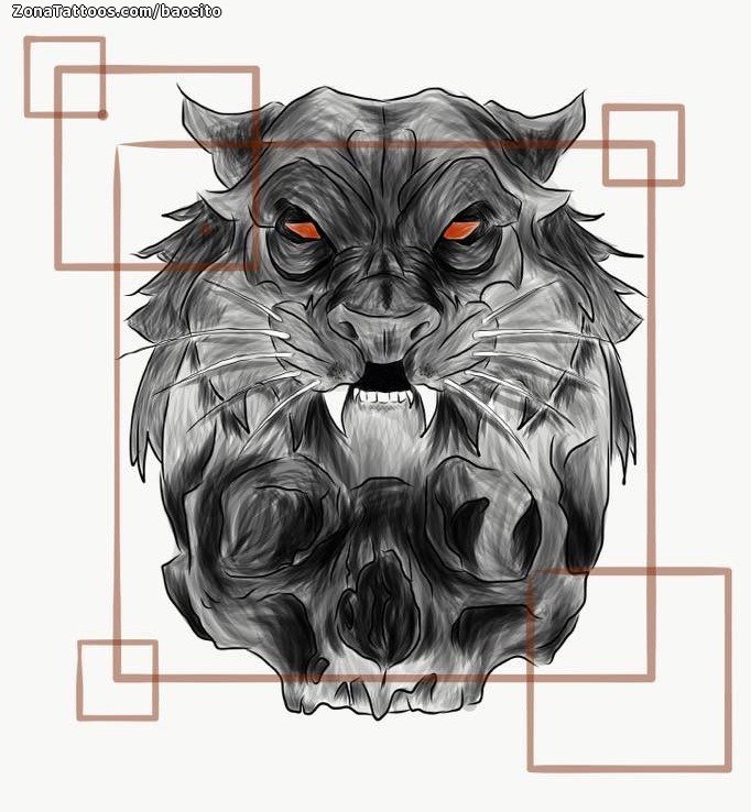 Tattoo flash photo Wolfs, Skulls, Gothic