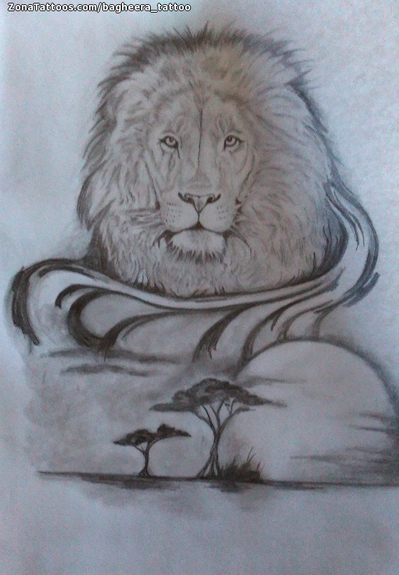 Tattoo flash photo Lions, Animals, Landscapes