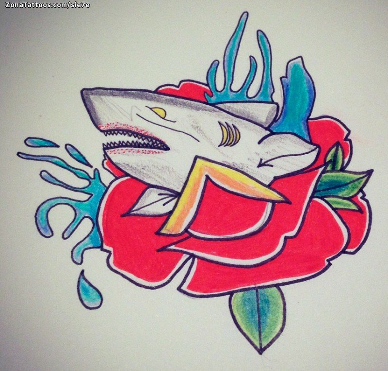 Tattoo flash photo Sharks, Animals