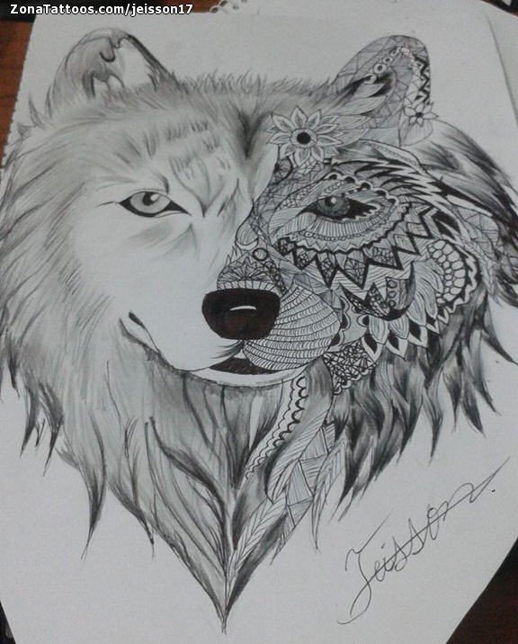 Tattoo flash photo Wolfs, Animals