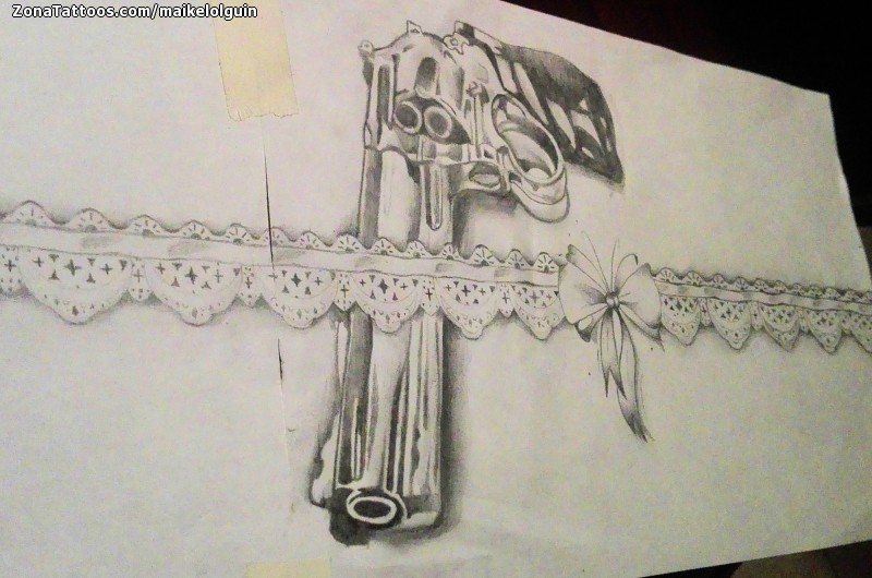 Tattoo flash photo Garterbelts, Guns, Weapons