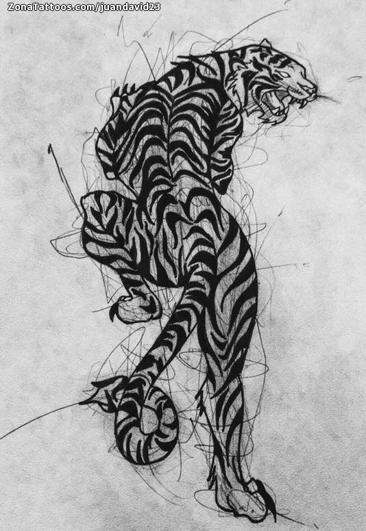 Tattoo flash photo Tigers, Animals