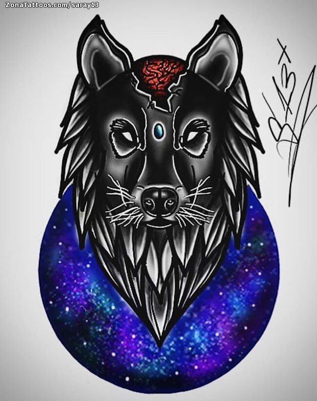 Tattoo flash photo Wolfs, Animals