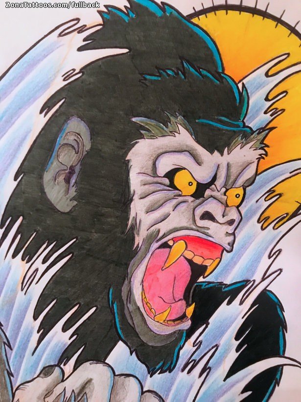 Tattoo flash photo Gorillas, Animals