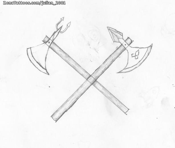 Tattoo flash photo Axes, Weapons