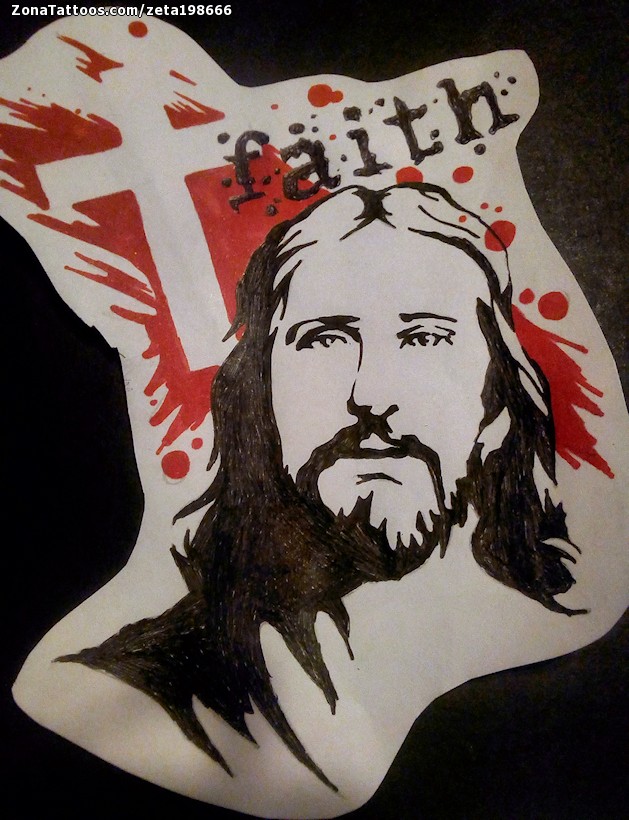 Tattoo flash photo Christ, Religious