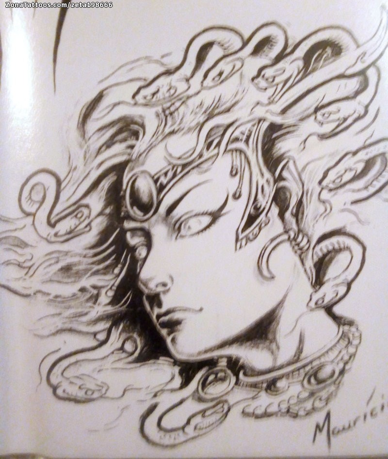 Tattoo flash photo Medusa, Mythology