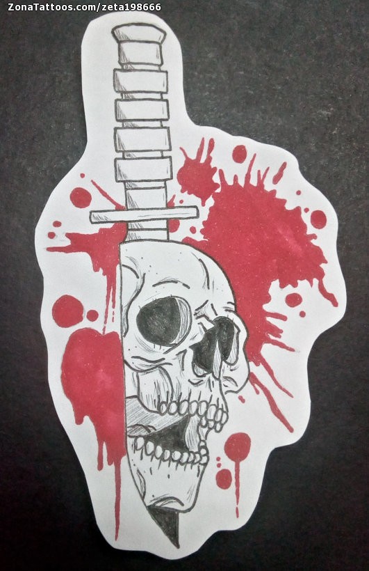 Tattoo flash photo Skulls, Knives, Weapons