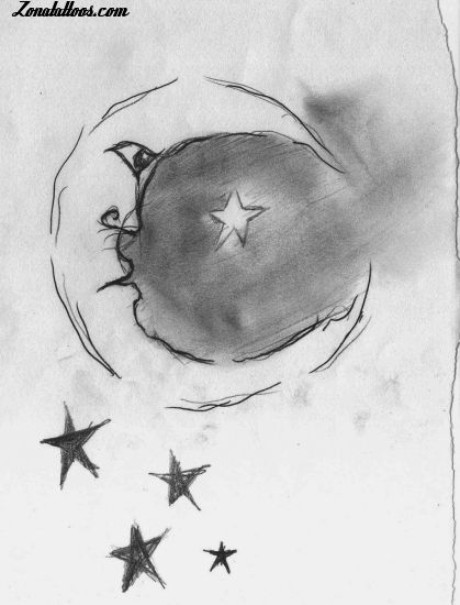 Tattoo flash photo Moons, Astronomy