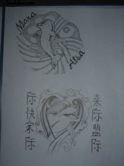 Tattoo flash photo Dolphins, Animals