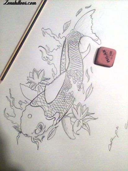 Tattoo flash photo Koi, Fish, Animals